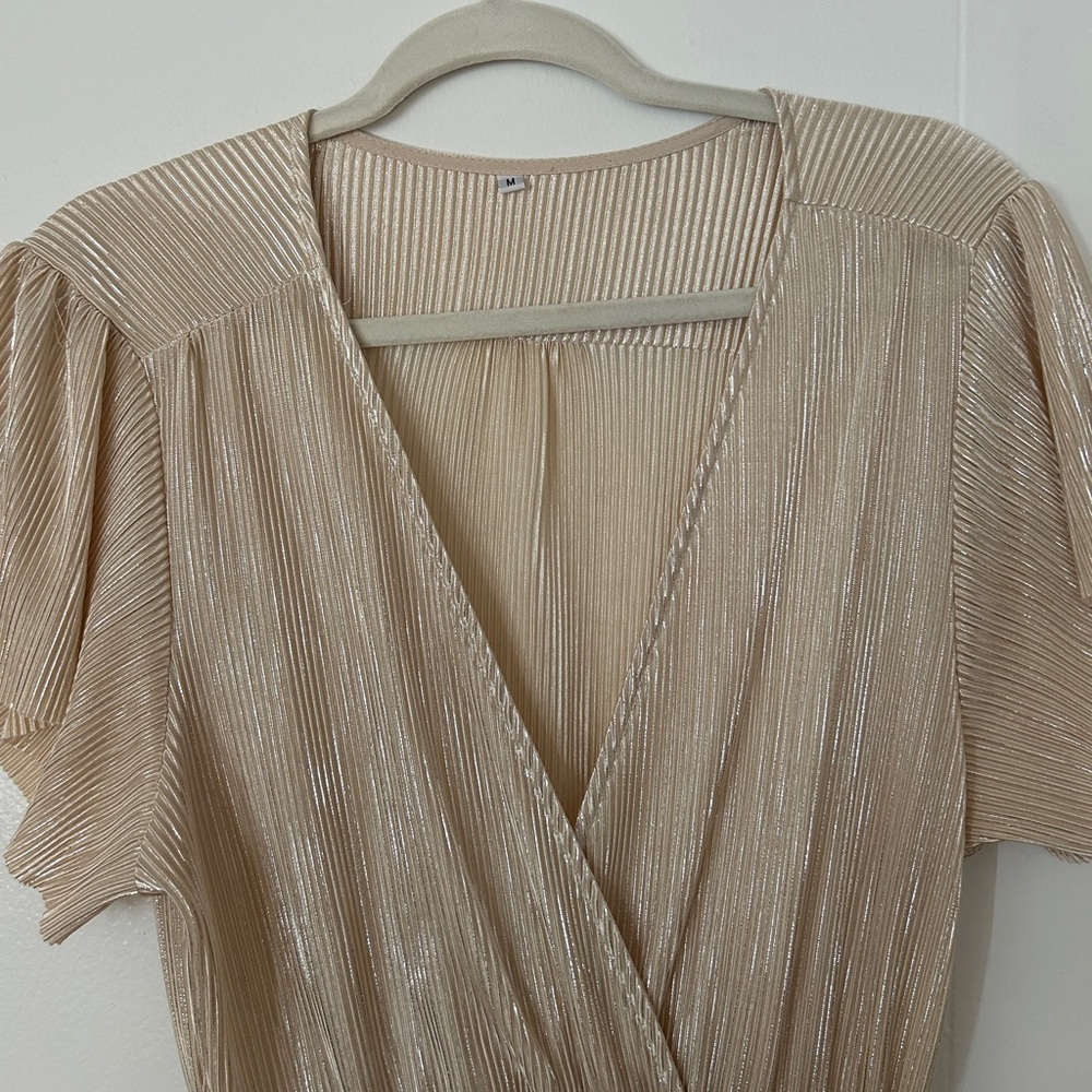 Baltic Born Pleated Champagne Maxi Dress Cocktail Fancy Event New Years Eve - Picture 5 of 11